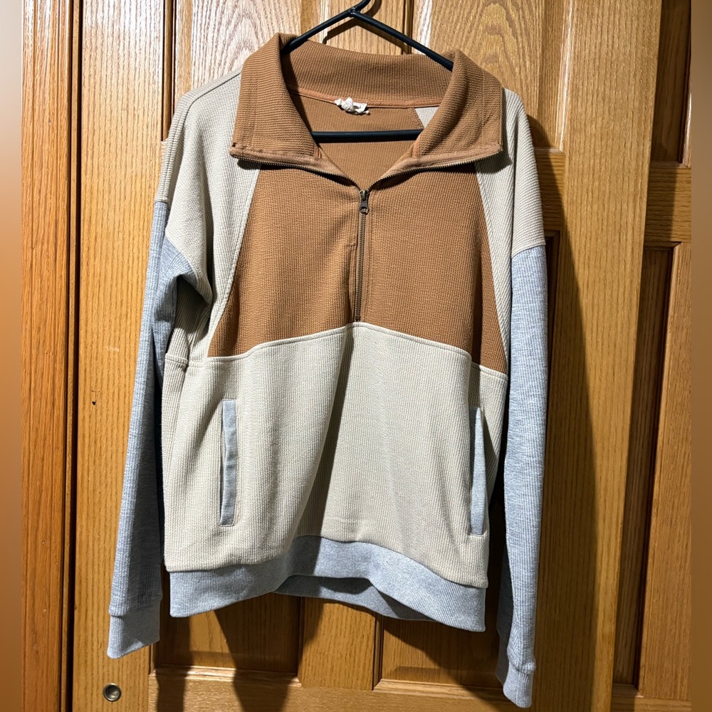 Colorblock Quarter-Zip Sweater